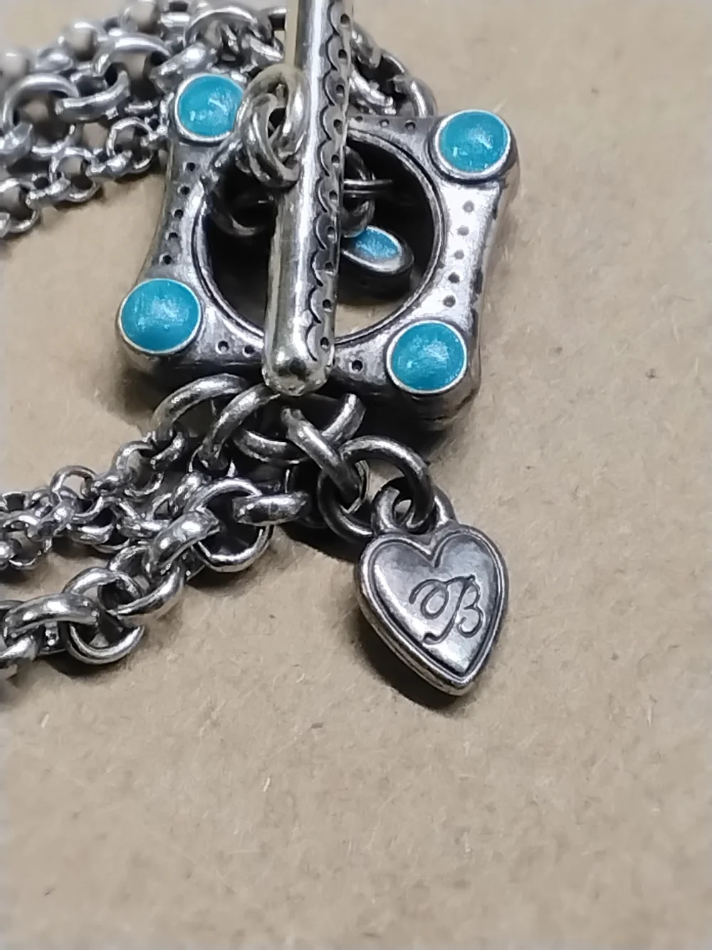 Brighton Silver-Tone Multi-Strand Necklace with Turquoise Accents 16" Long - Picture 5 of 9